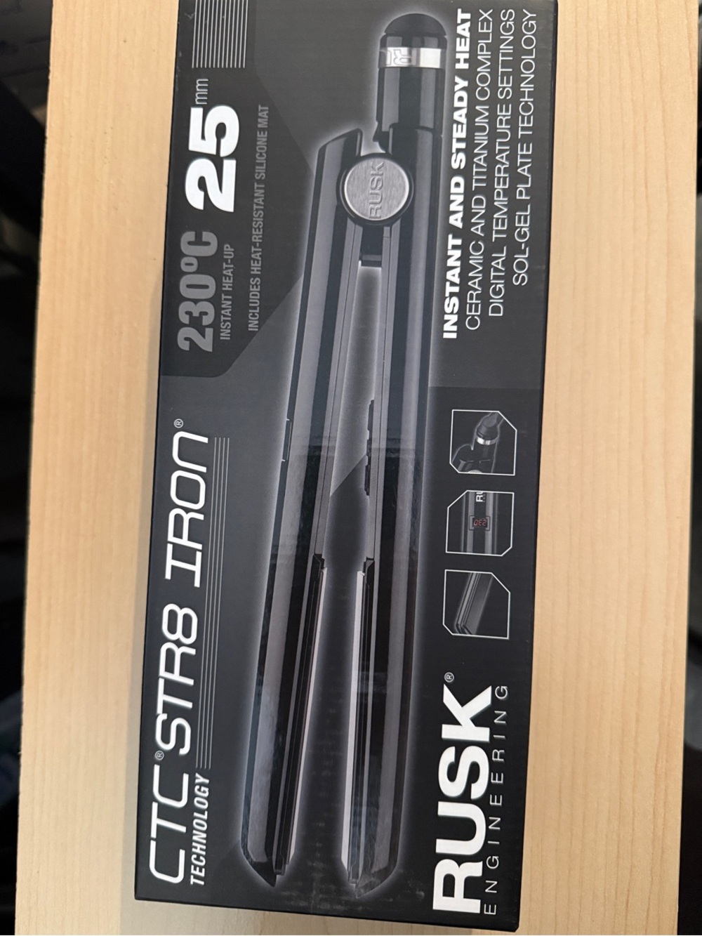 RUSK CTC STR8 25mm Black Hair Straightener - Instant Heat 230°C